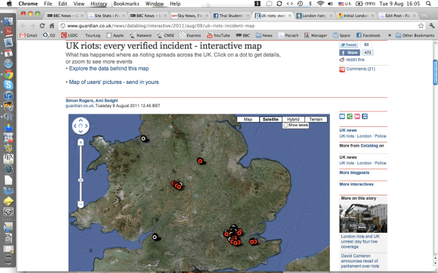 UK riots Guardian map
